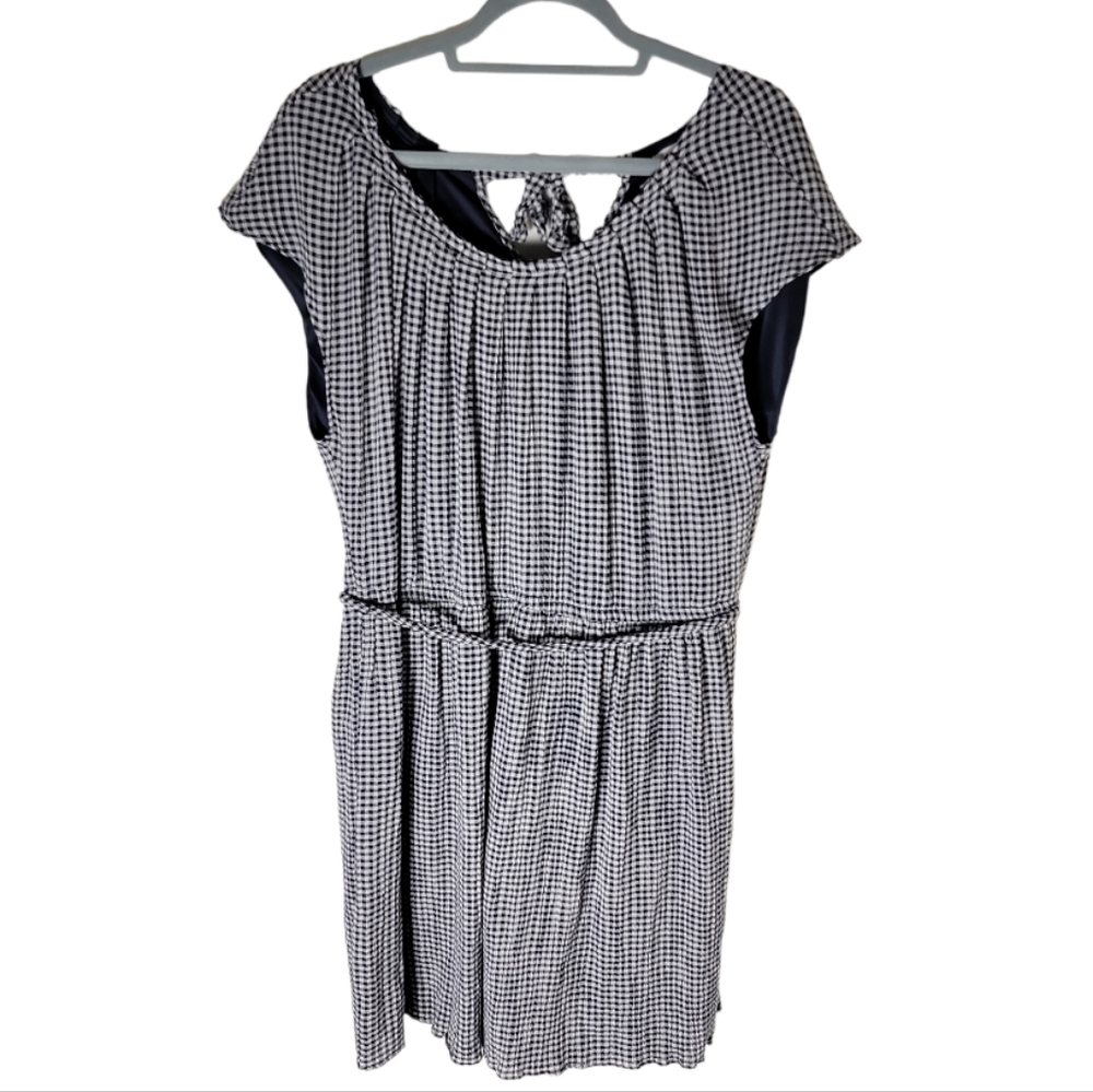 LC Lauren Conrad gingham plaid scoop neck cap sleeve dress size XXL blue white